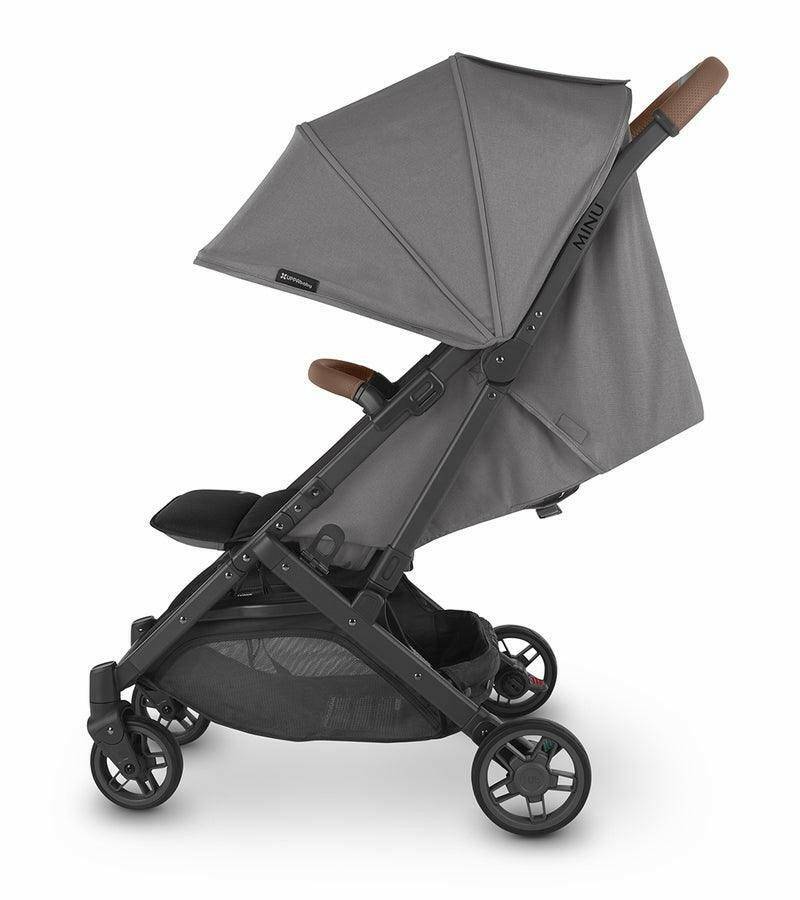 UPPAbaby MINU V2 Compact Stroller - Greyson (Charcoal Melange / Carbon / Saddle Leather) - Traveling Tikes 