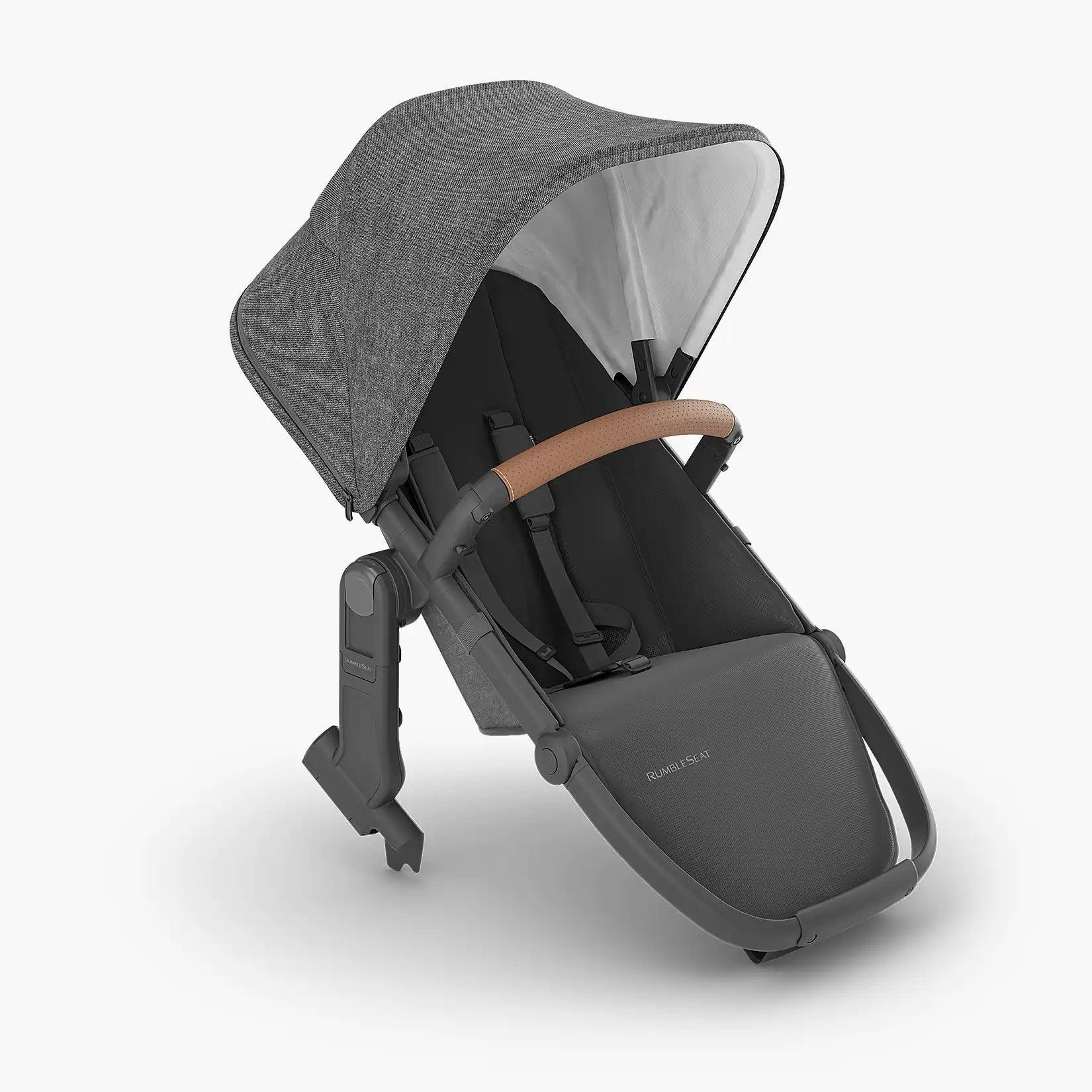 UPPAbaby RumbleSeat V2+ - Greyson (Charcoal Melange / Carbon Frame / Saddle Leather) - Traveling Tikes 