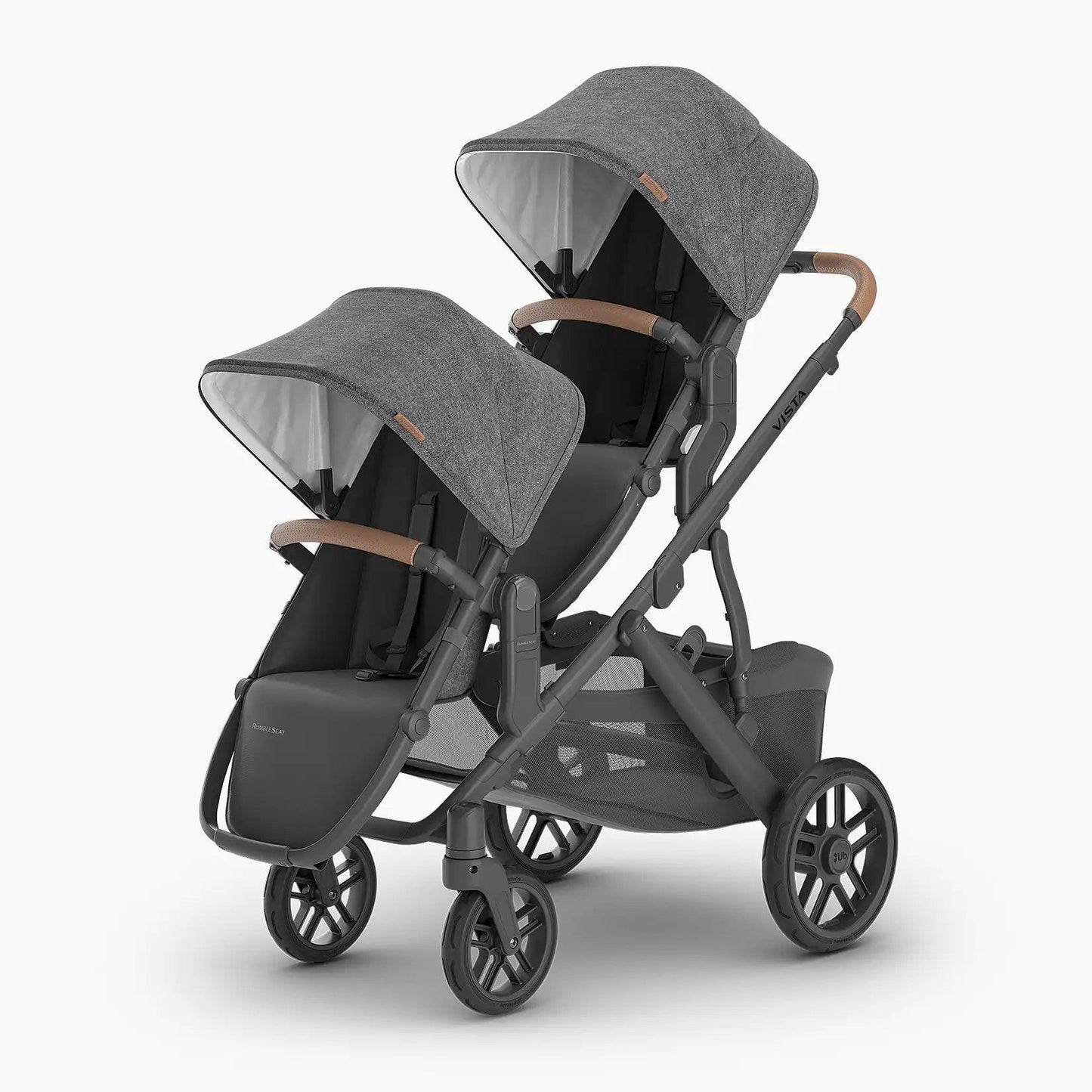 UPPAbaby RumbleSeat V2+ - Greyson (Charcoal Melange / Carbon Frame / Saddle Leather) - Traveling Tikes 