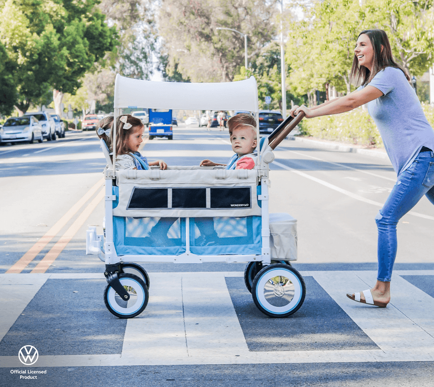 WonderFold VW4 Volkswagen Stroller Wagon - Bondi Blue - Traveling Tikes 