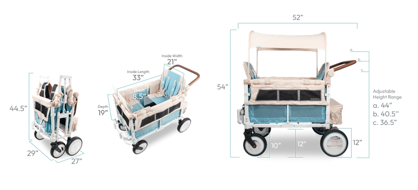 WonderFold VW4 Volkswagen Stroller Wagon - Bondi Blue - Traveling Tikes 