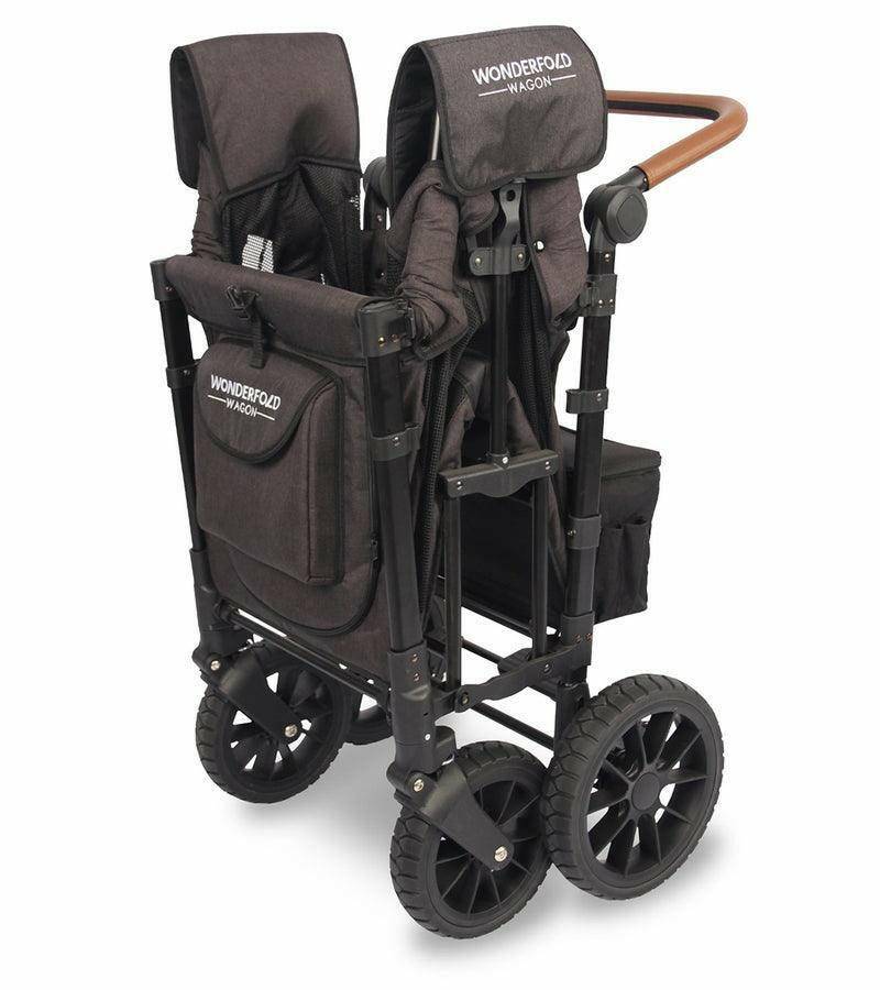 Wonderfold W2 Luxe (W2S 2.0) Multifunctional Double (2 seater) Stroller Wagon - Volcanic Black - Traveling Tikes 