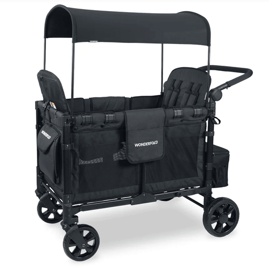 Wonderfold W4 Elite Stroller Wagon - Volcanic Black - Traveling Tikes 