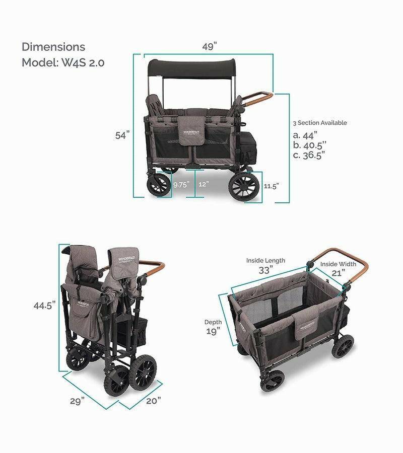 WonderFold W4 Luxe Multifunctional Quad (4 Seater) Stroller Wagon - Black Camo - Traveling Tikes 