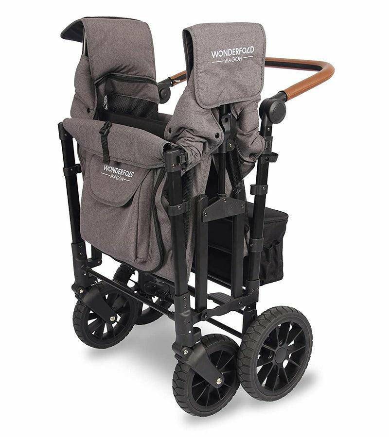 WonderFold W4 Luxe (W4S 2.0) (4 Seater) Stroller Wagon - Charcoal Gray/Black Frame - Traveling Tikes 