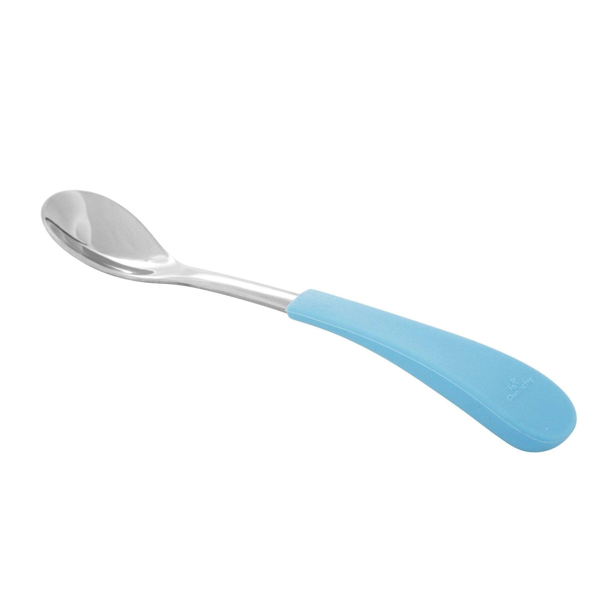 Avanchy Stainless Steel Infant Spoons 2 Pack. (Younger Babies) - Blue - Traveling Tikes 