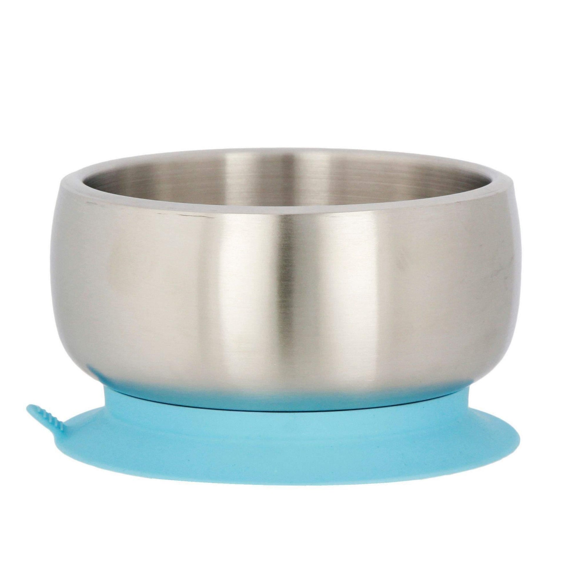 Avanchy Stainless Steel Suction Baby Bowl + Air Tight Lid - Blue - Traveling Tikes 