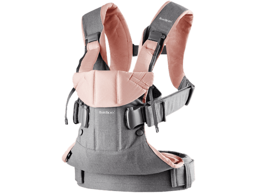 Baby Bjorn 2019 Baby Carrier One - Gray/Powder Pink Cotton Mix - Traveling Tikes 