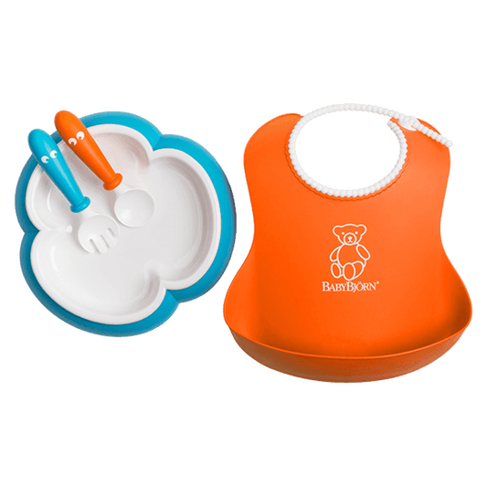 Baby Bjorn Baby Feeding Set - Orange/Turquoise - Traveling Tikes 