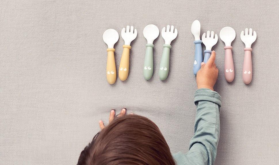 Baby Bjorn Baby Spoon and Fork, 4 pcs - Powder Blue - Traveling Tikes 