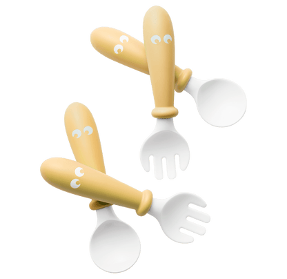 Baby Bjorn Baby Spoon and Fork, 4 pcs - Powder Yellow - Traveling Tikes 