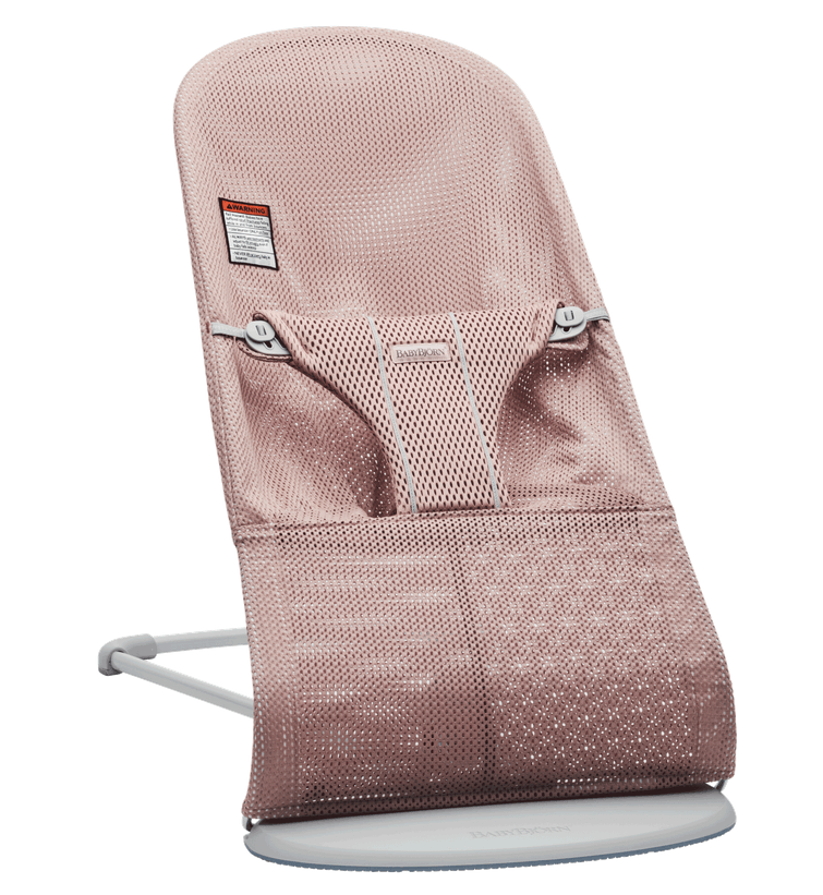 Baby Bjorn Bouncer Bliss, Light Grey Frame, Mesh - Dusty Pink - Traveling Tikes 