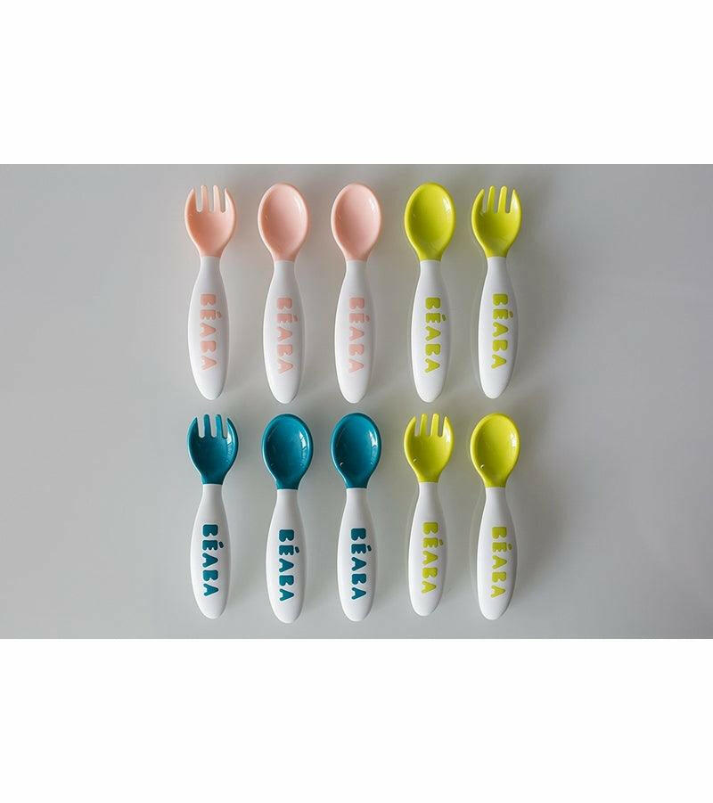 Beaba Second Stage Ergonomic Cutlery 10-Piece Spoon & Fork Set - Traveling Tikes 