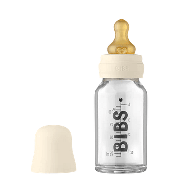 BIBS Baby Glass Bottle Complete Set 110ml - Ivory - Traveling Tikes 