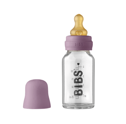 BIBS Baby Glass Bottle Complete Set 110ml - Mauve - Traveling Tikes 