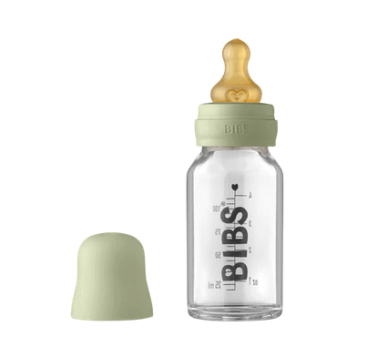 BIBS Baby Glass Bottle Complete Set 110ml - Sage - Traveling Tikes 