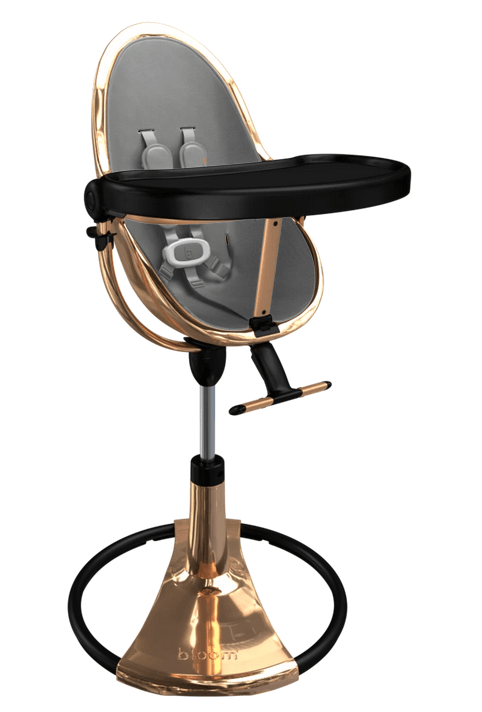 Bloom Fresco Rose Gold Base High Chair-Snakeskin Grey - Traveling Tikes 