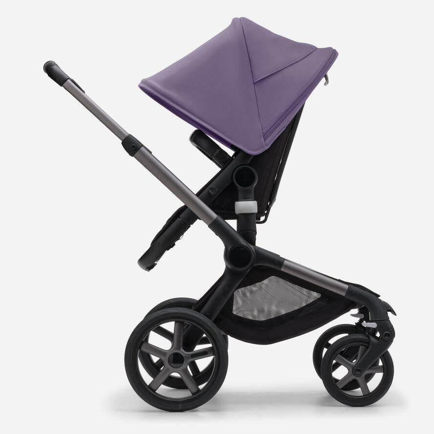 Bugaboo Fox5 Stroller - Astro Purple Sun Canopy, Midnight Black Fabrics, Graphite Chassis - Traveling Tikes 