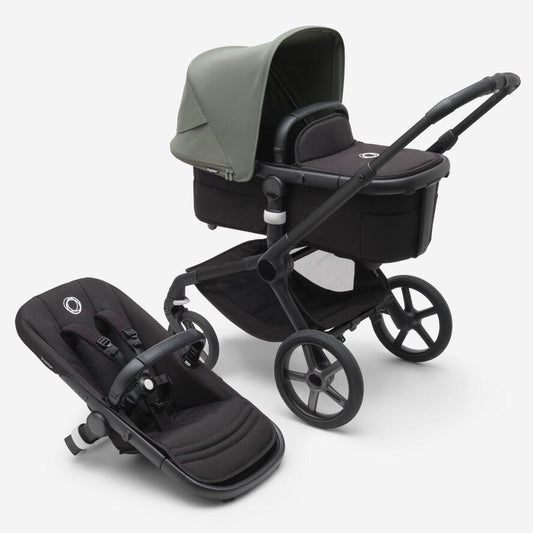 Bugaboo Fox5 Stroller - Forest Green Sun Canopy, Midnight Black Fabrics, Black Chassis - Traveling Tikes 