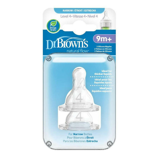 Dr. Brown’s Narrow Bottle Nipples Level 4, 2 Count - Traveling Tikes 