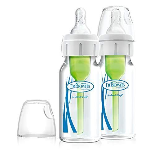 Dr. Brown's Natural Flow Options+ Narrow Glass Baby Bottles, 4oz, 2-Pack - Traveling Tikes 