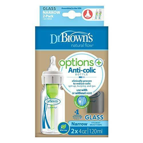 Dr. Brown's Natural Flow Options+ Narrow Glass Baby Bottles, 4oz, 2-Pack - Traveling Tikes 