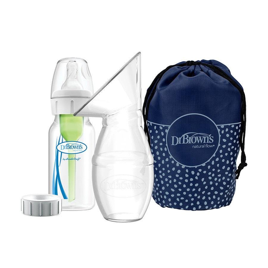 Dr. Brown’s Silicone One-Piece Breast Pump with Options+™ Anti-Colic Bottle and Travel Bag - Traveling Tikes 