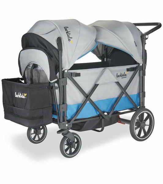 Larktale Caravan V2 (2 Seater) Stroller Wagon - Gray/Blue - Traveling Tikes 