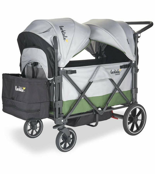 Larktale Caravan V2 (2 Seater) Stroller Wagon - Gray/Green - Traveling Tikes 
