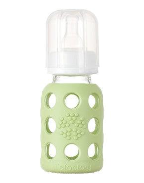 Life Factory 4 oz Glass Baby Bottle with Silicone Sleeve (spring green) - Traveling Tikes 