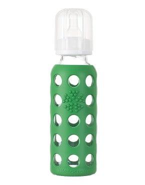 Life Factory 9 oz Glass Baby Bottle with Silicone Sleeve (grass green) - Traveling Tikes 