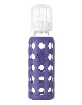 Life Factory 9 oz Glass Baby Bottle with Silicone Sleeve (royal purple) - Traveling Tikes 