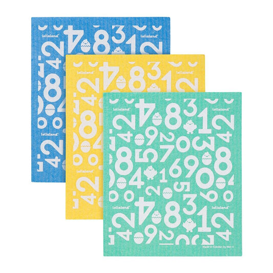 Lollaland Sponge Cloths (3-pack) - Green, Yellow, Blue - Traveling Tikes 