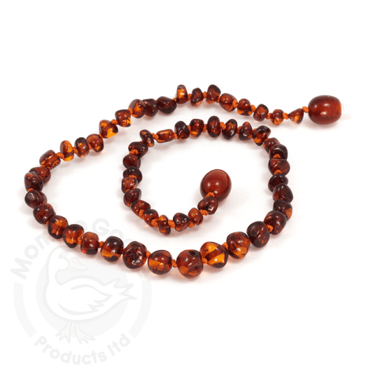 Momma Goose Baby Amber Necklace - Baroque Cherry - Traveling Tikes 