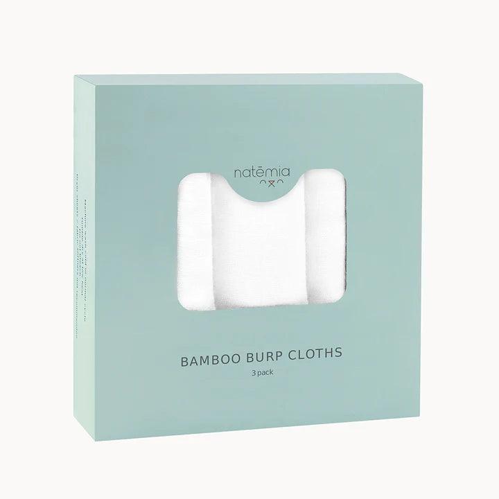 Natemia Ultra Soft Muslin Bamboo Burp Cloths - 3 Pack - White - Traveling Tikes 