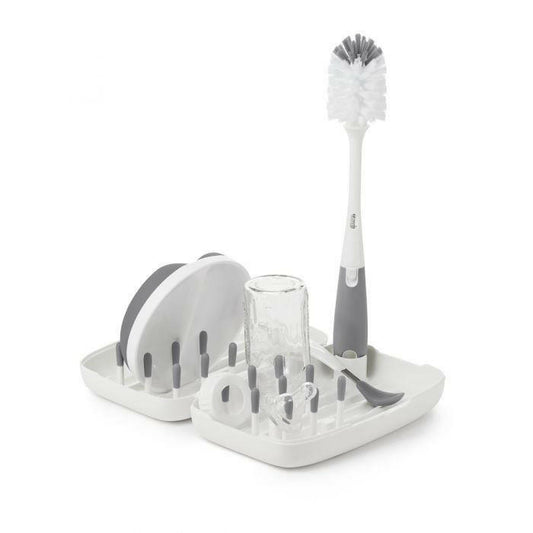OXO Tot On-the-go Drying Rack With Bottle Brush - Gray - Traveling Tikes 
