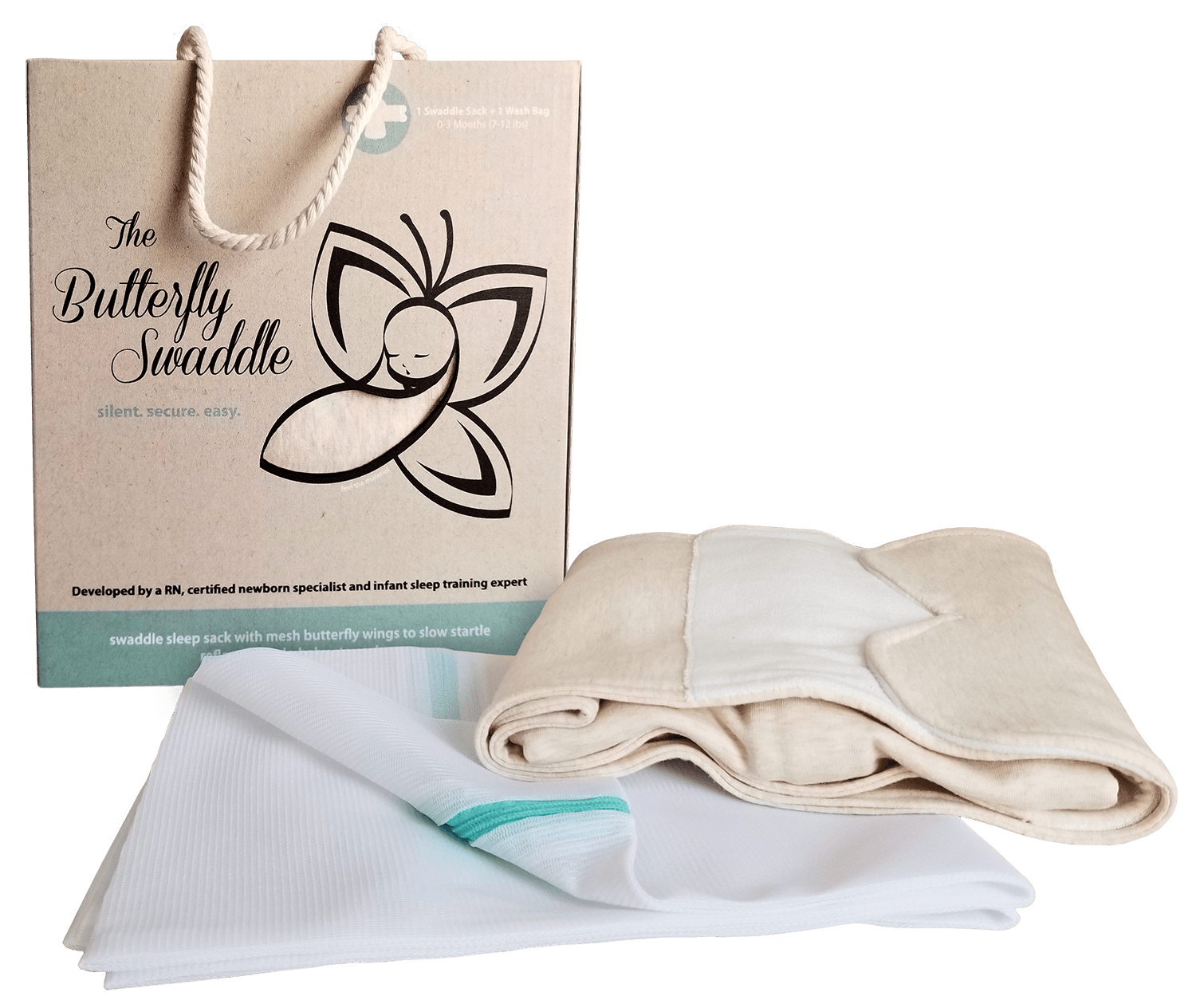 The Butterfly Swaddle - Ivory White - Small (7-12 lbs.) - Traveling Tikes 