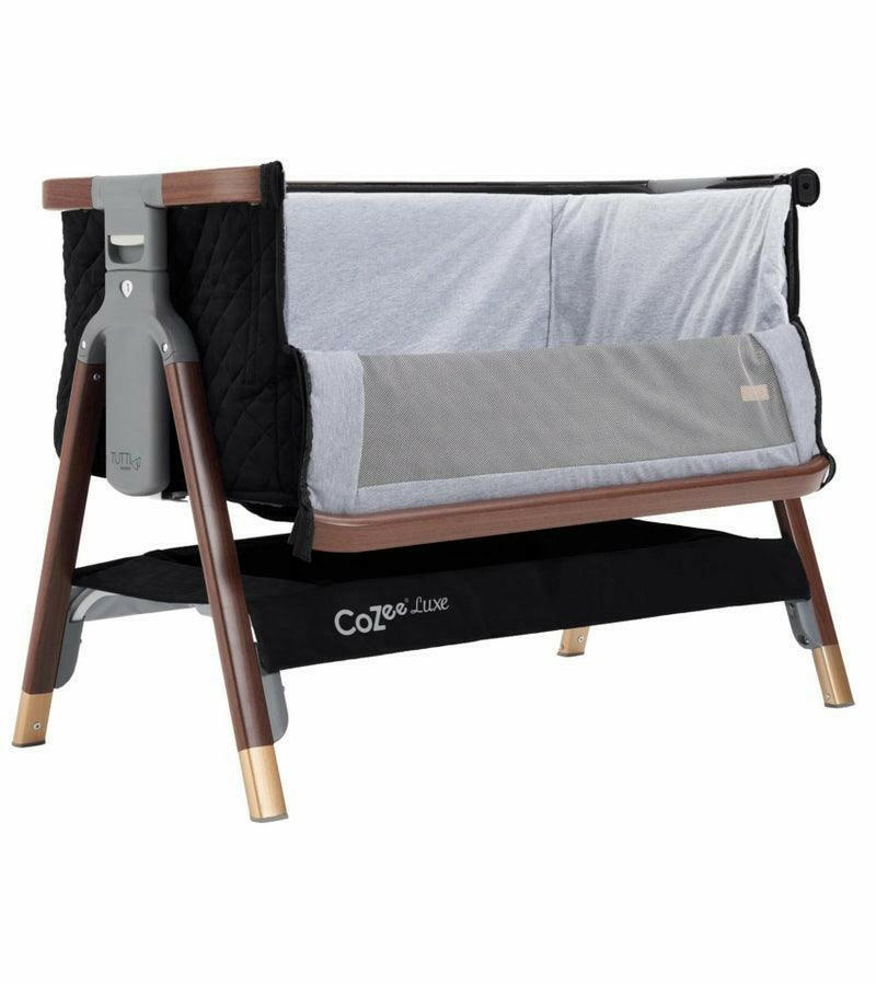 Tutti Bambini CoZee Luxe Bedside Crib - Walnut / Black - Traveling Tikes 
