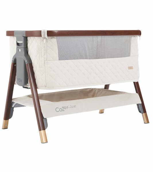 Tutti Bambini CoZee Luxe Bedside Crib - Walnut / Cream - Traveling Tikes 