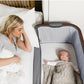 Tutti Bambini CoZee Luxe Bedside Crib - Walnut / Slate - Traveling Tikes 