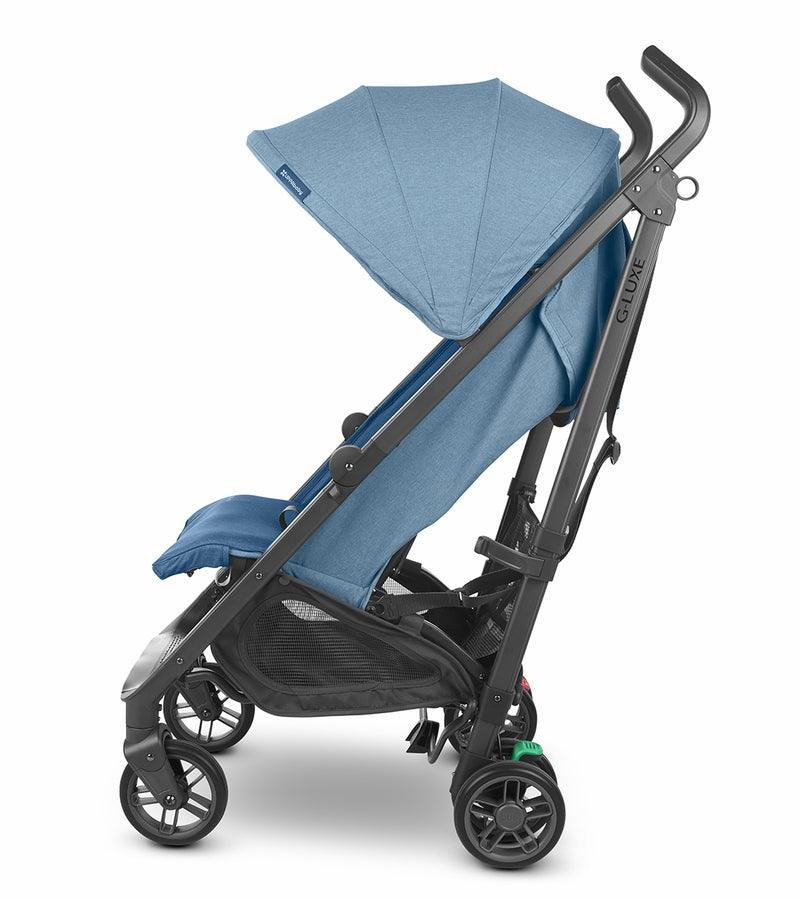 UPPAbaby G-LUXE 2023 Umbrella Stroller - Charlotte (Coastal Blue Melange / Carbon) - Traveling Tikes 