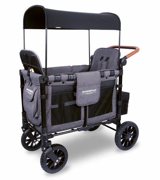 Wonderfold W2 Luxe (W2S 2.0) Multifunctional Double (2 seater) Stroller Wagon - Charcoal Gray - Traveling Tikes 