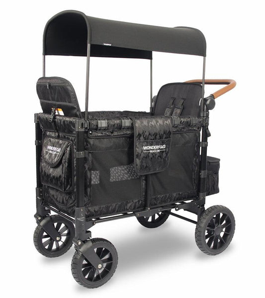Wonderfold W2 Luxe (W2S 2.0) Multifunctional Double (2 seater) Stroller Wagon - Elite Black Camo - Traveling Tikes 