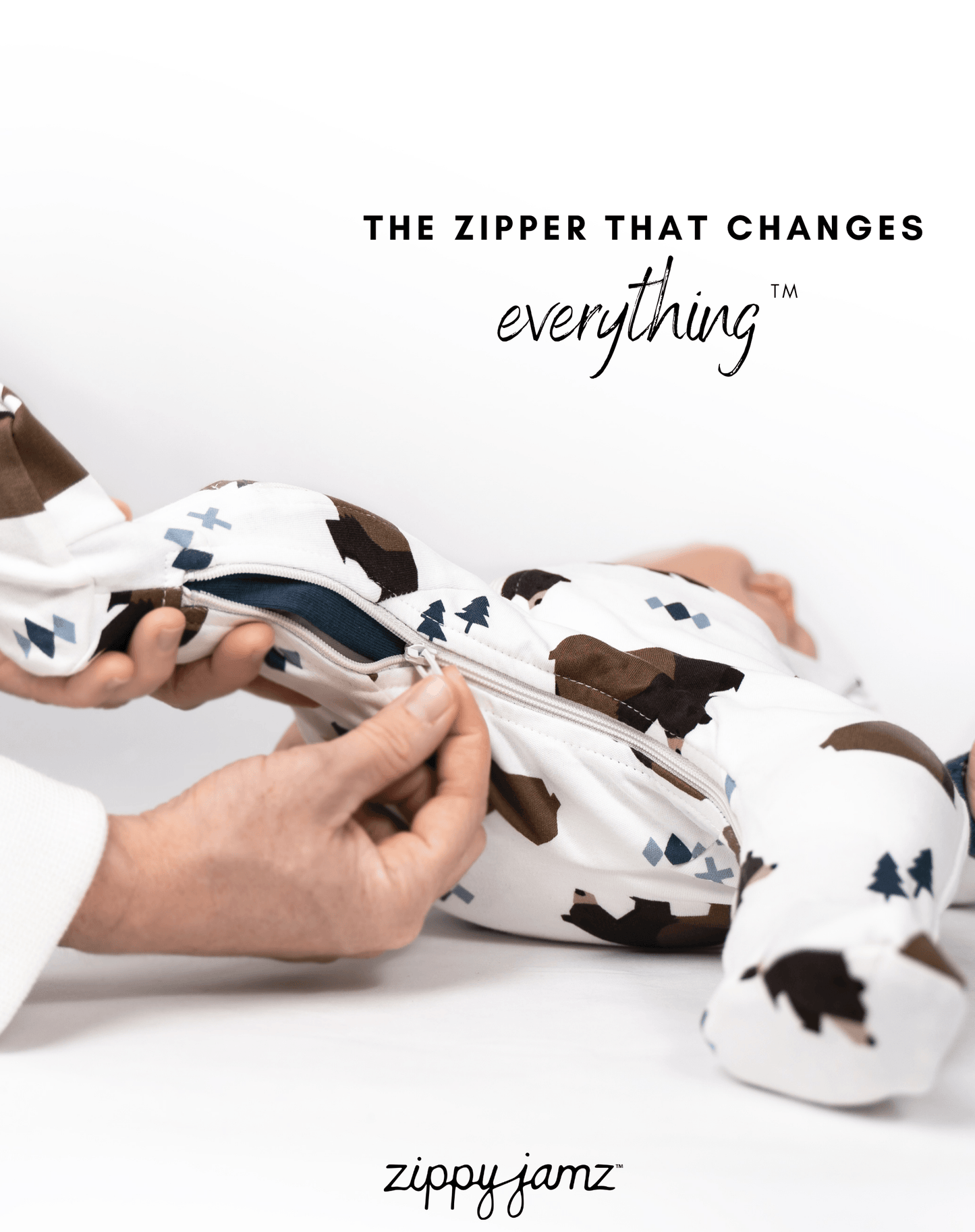 ZippyJamz Organic Cotton Sleeper Newborn - Little Grizzle - Traveling Tikes 
